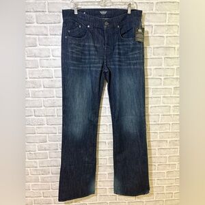 ROCK & REPUBLIC Jeans 34  FLOYD Relax Boot Cut Button Fly Faceoff Blue NWT